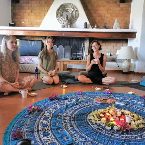 Women drinking Cacao at the ceremony
